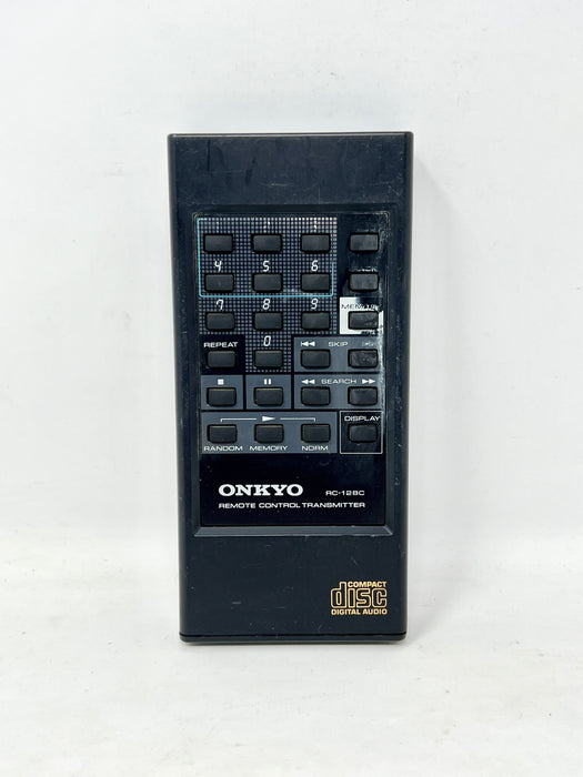 An Onkyo RC-1800 remote control transmitter for compact disc and digital audio, shown against a plain off-white background.