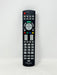 Panasonic TV remote control with a black plastic body, featuring a silver directional pad, colorful buttons, and a numeric keypad, set against a plain white background.