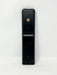 A black plastic remote control battery cover or back panel with a small gold circular detail, shown vertically against a plain white background.