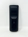 The back of a black remote control with screw terminals and a recessed area, photographed against a plain white background.