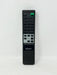 A black Sony Radio Cassette remote control standing upright against a plain white background.