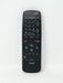 A black Toshiba television remote control with a red power button and various white, gray, and red labels on its buttons, shown against a plain white background.